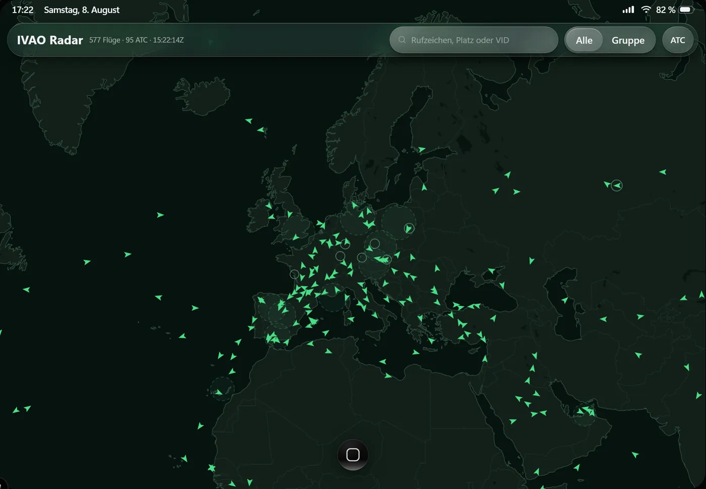 IVAO Radar in its own petrol and green colours