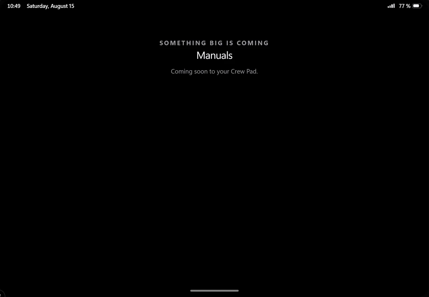 The Manuals app announcing that something is on its way