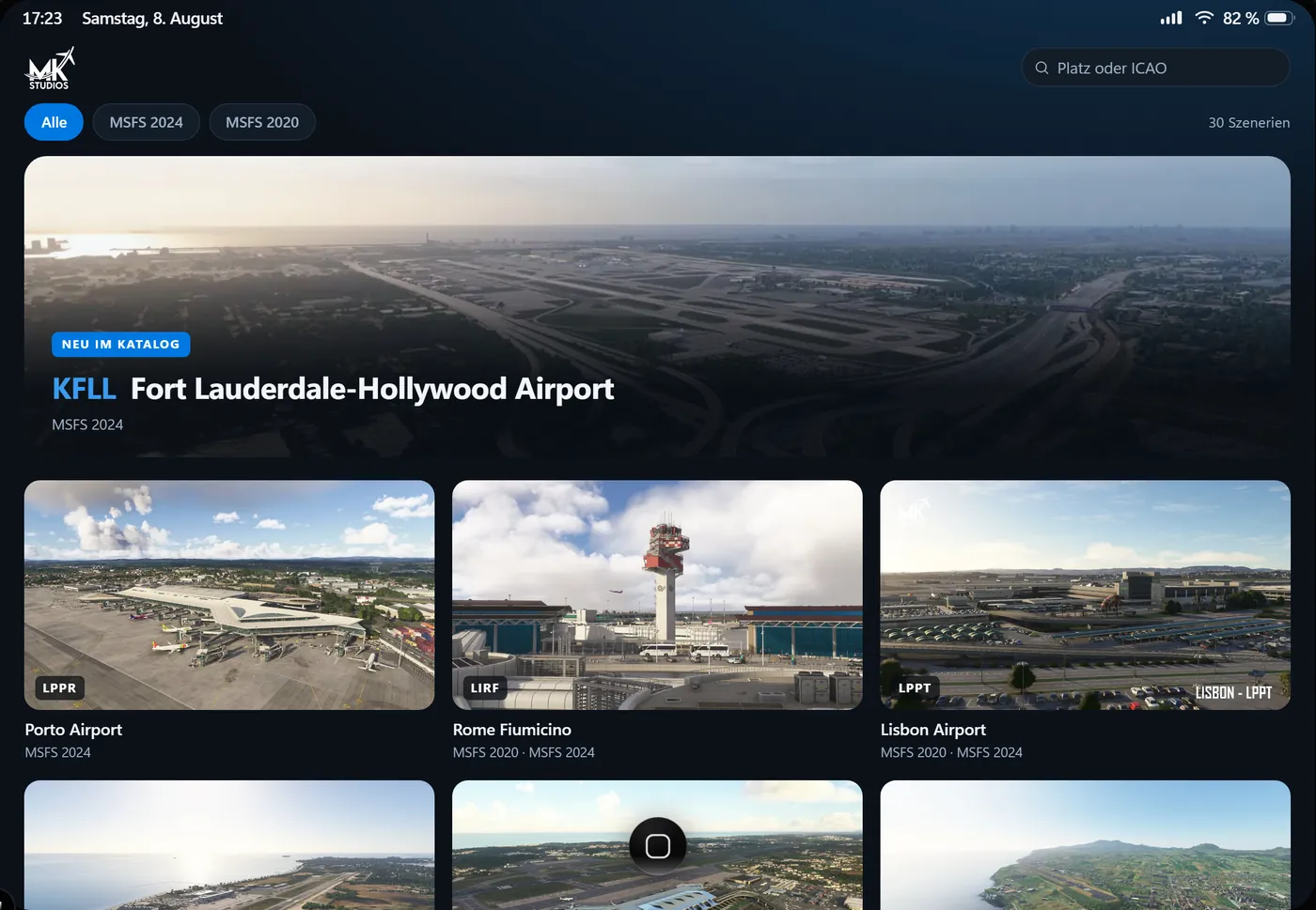 MK Studios airport catalogue with hero image