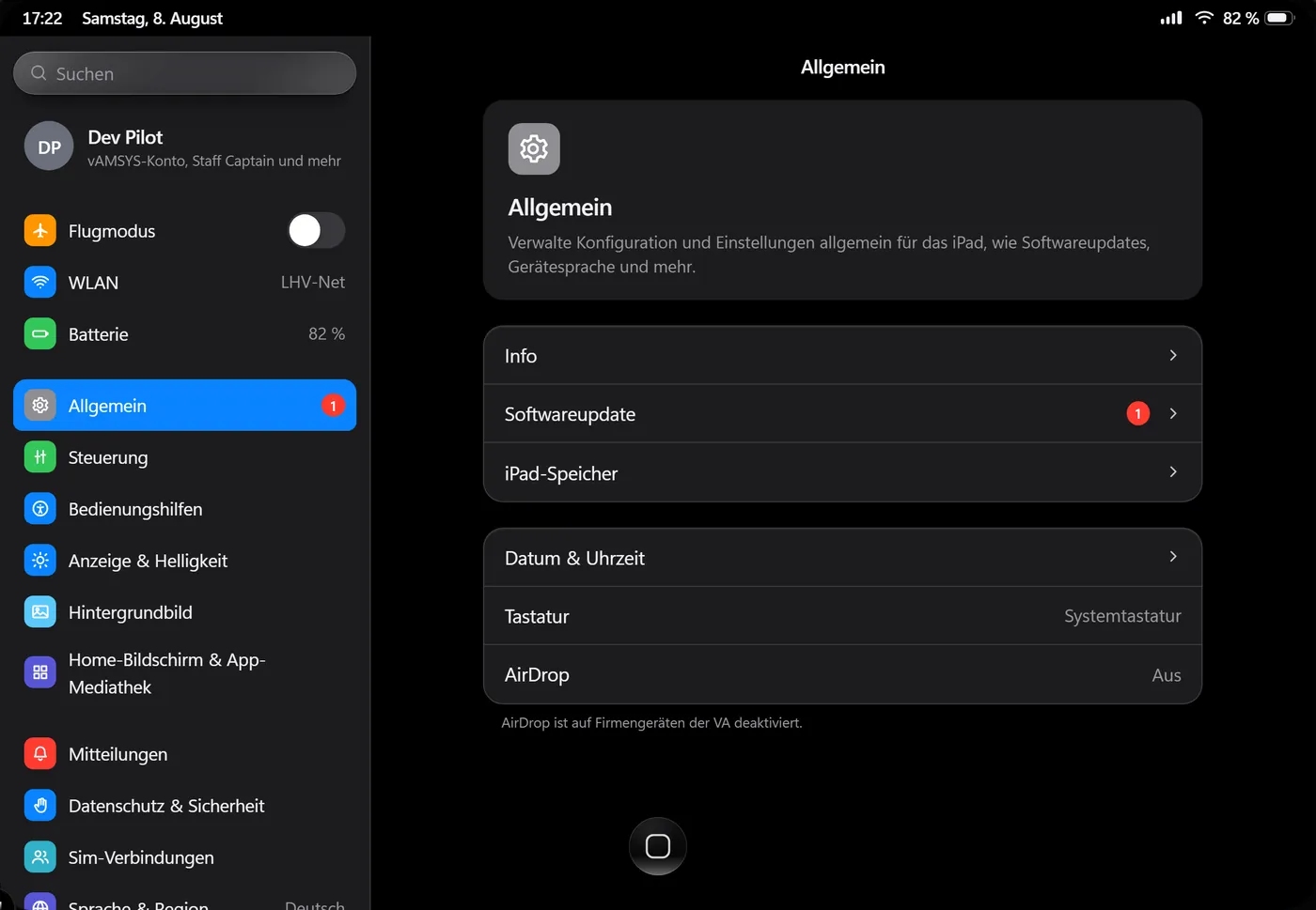 Settings with its sidebar and the display section open