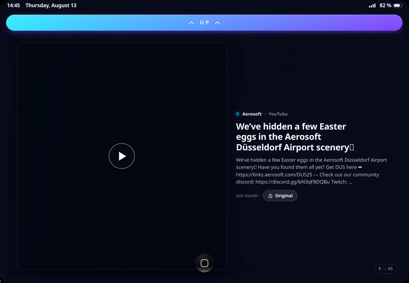 UpUp full-screen post in a vertical feed