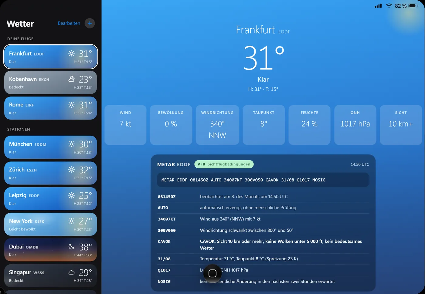 Weather showing a city scene built from the current METAR